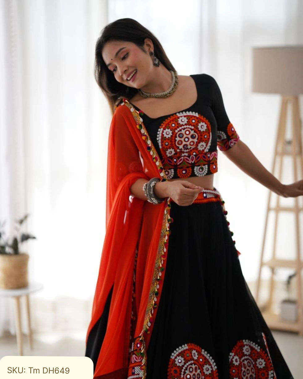 Thumbnail: Designer Georgette Lehenga Choli Ensemble