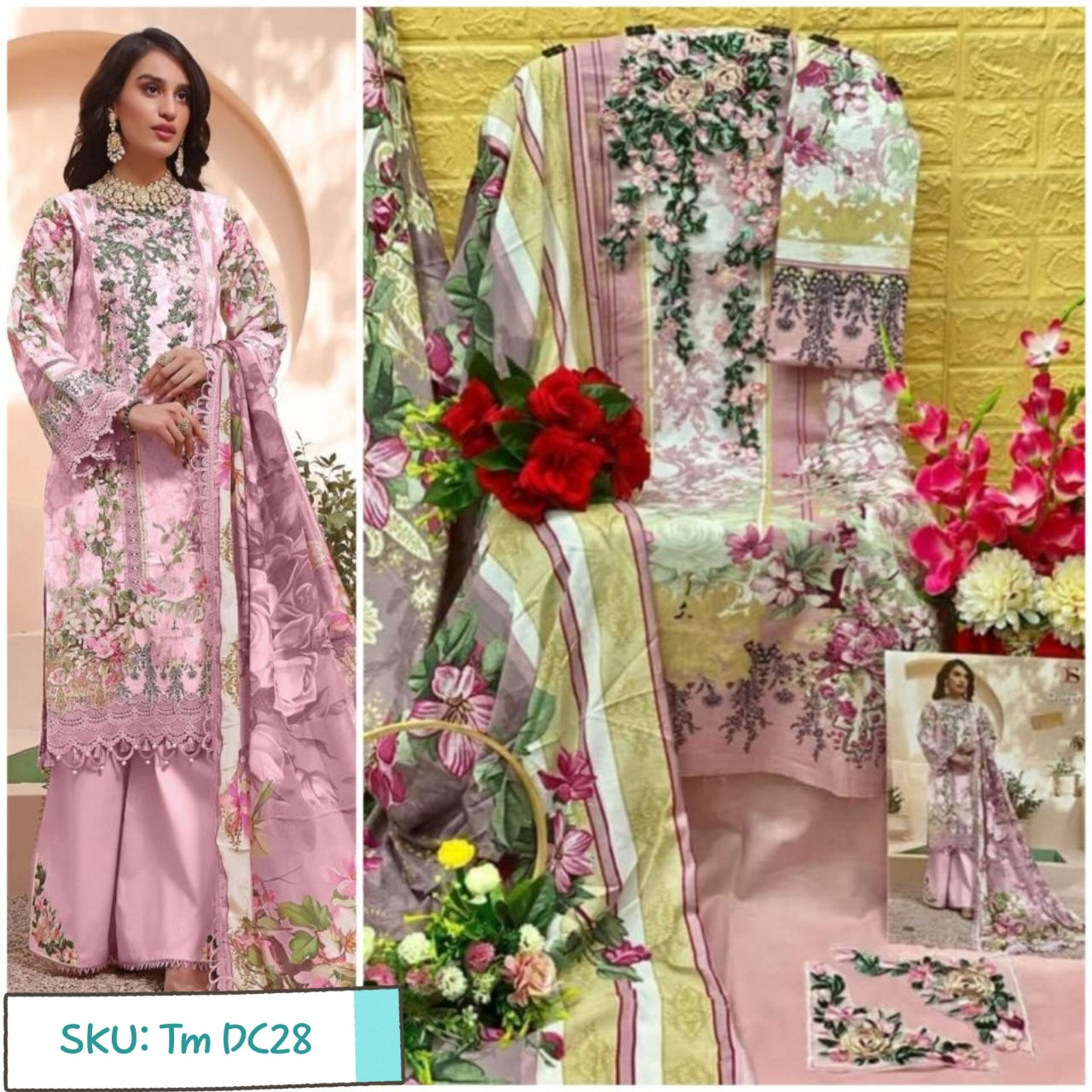 Pure Cotton With Embroidery Patch 2 Patch Kurta Sets