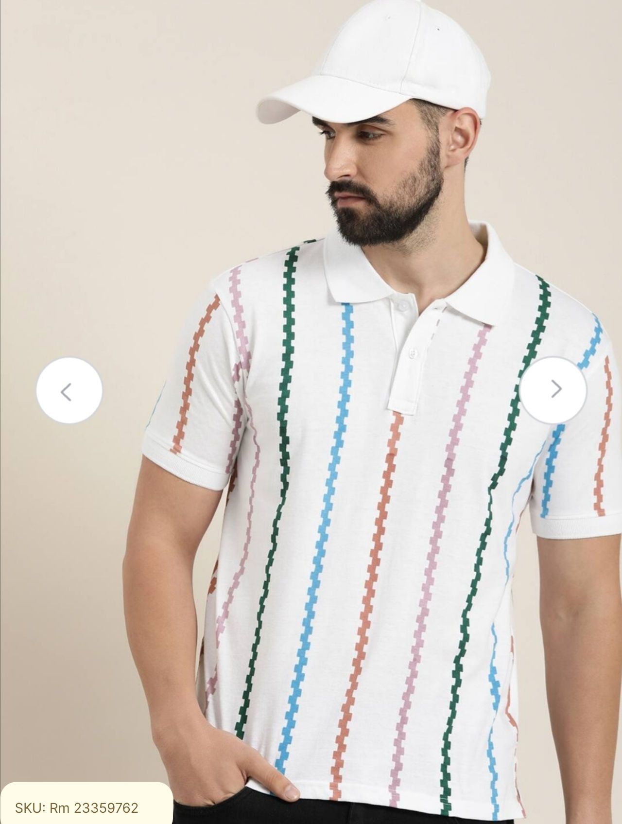 Pure Cotton Geometric Printed Polo Collar Casual T-shirt