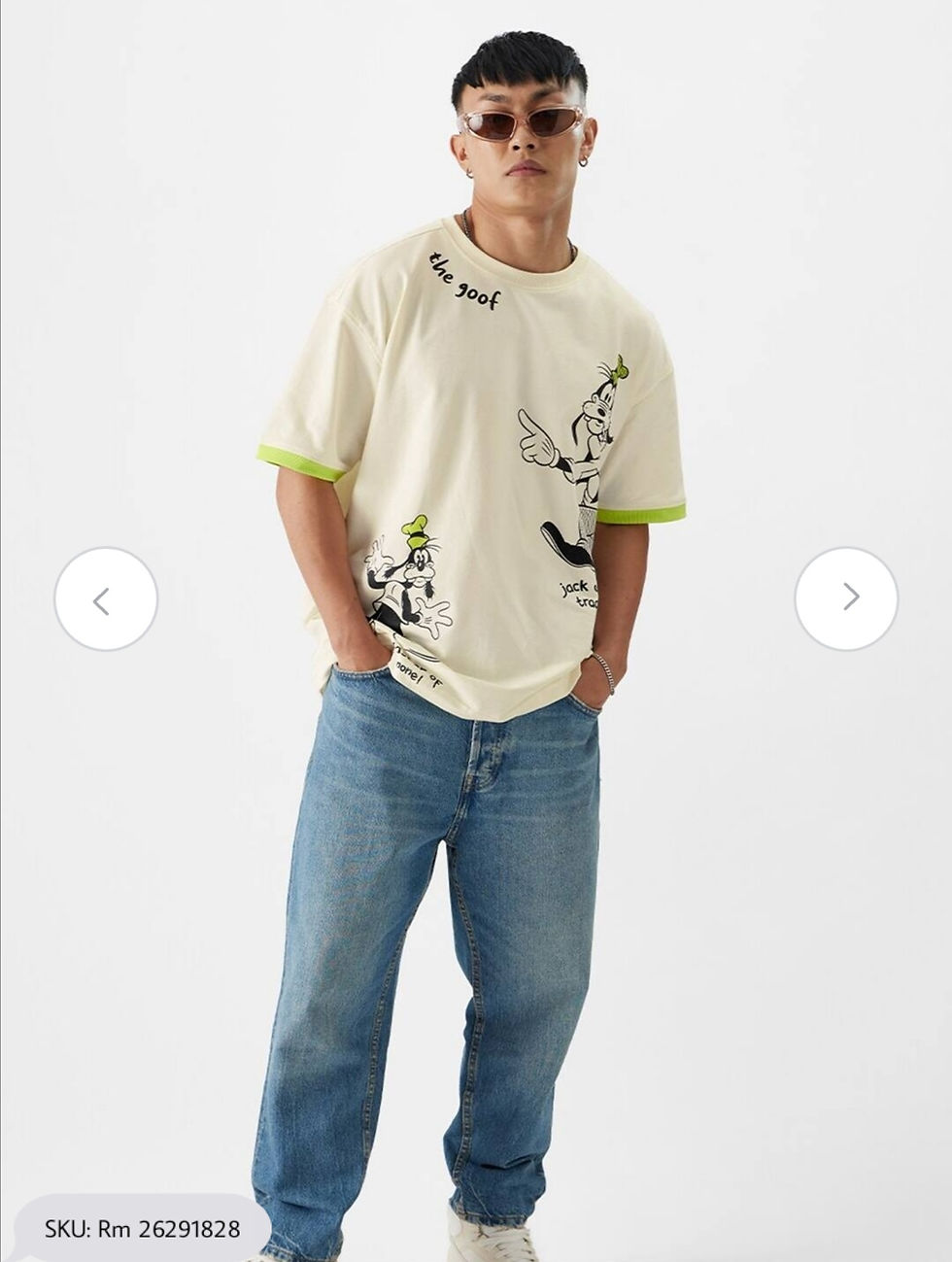 Thumbnail: Goofy The Goof Graphic Printed Polo Collar Oversized Pure Cotton T-shirt