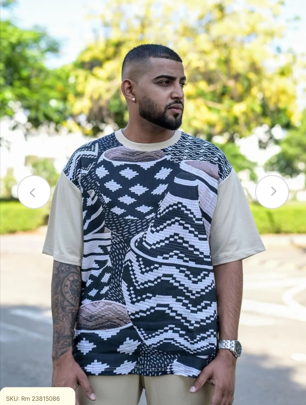 Abstract Printed Linen T-shirt