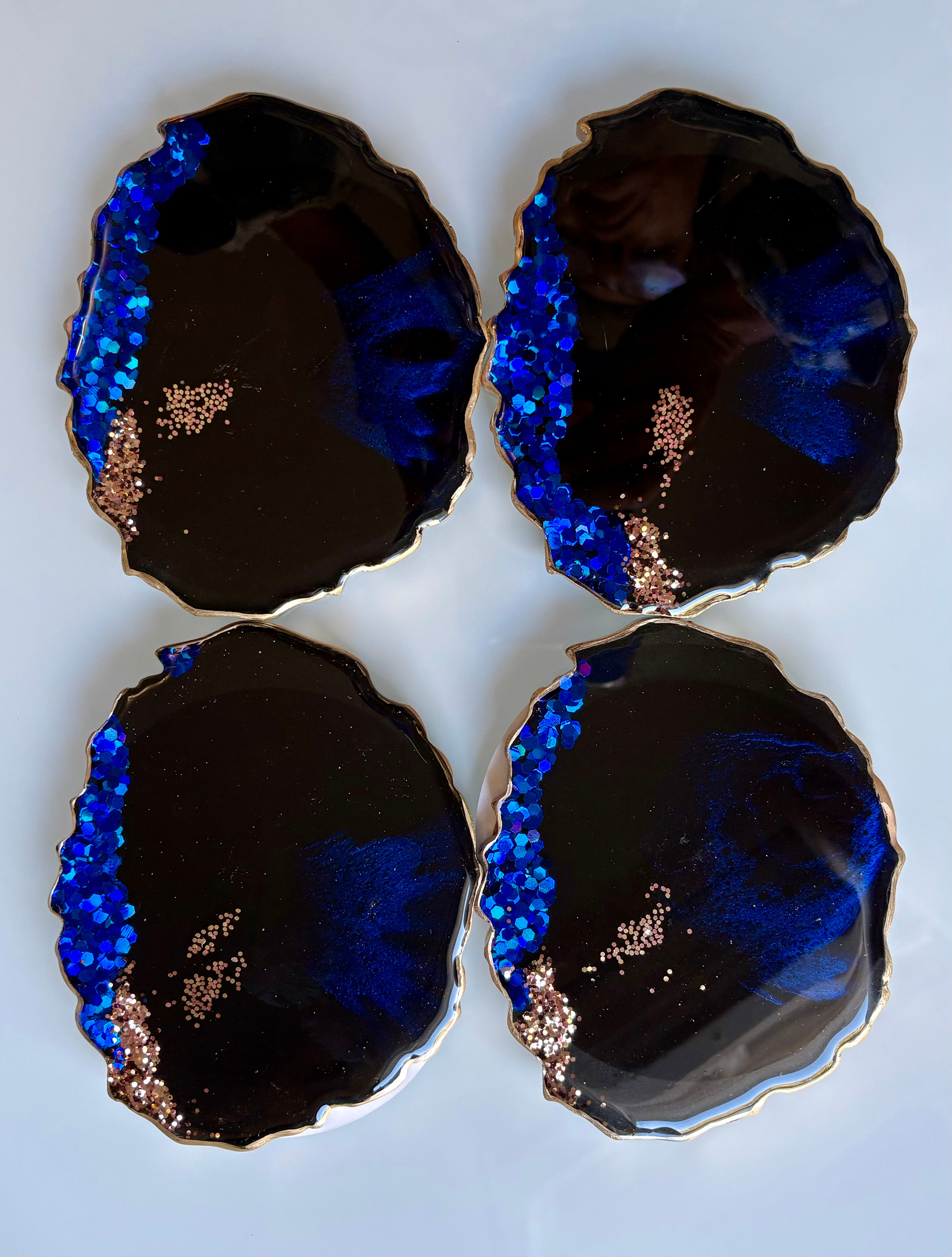 Royal Blue/Black Coaster set of 4- C203084
