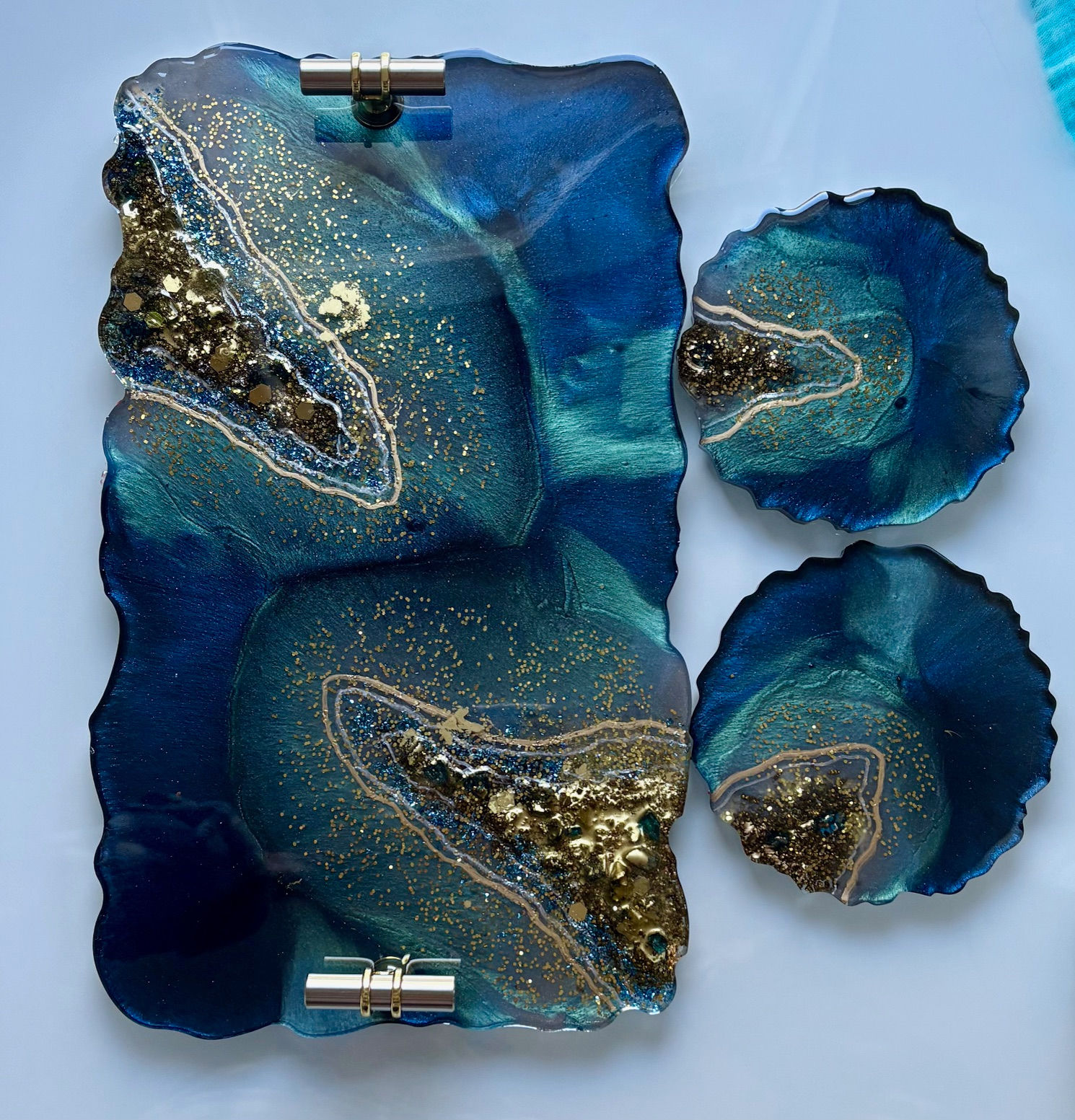 G201062- Geode Blue Tray Coaster set