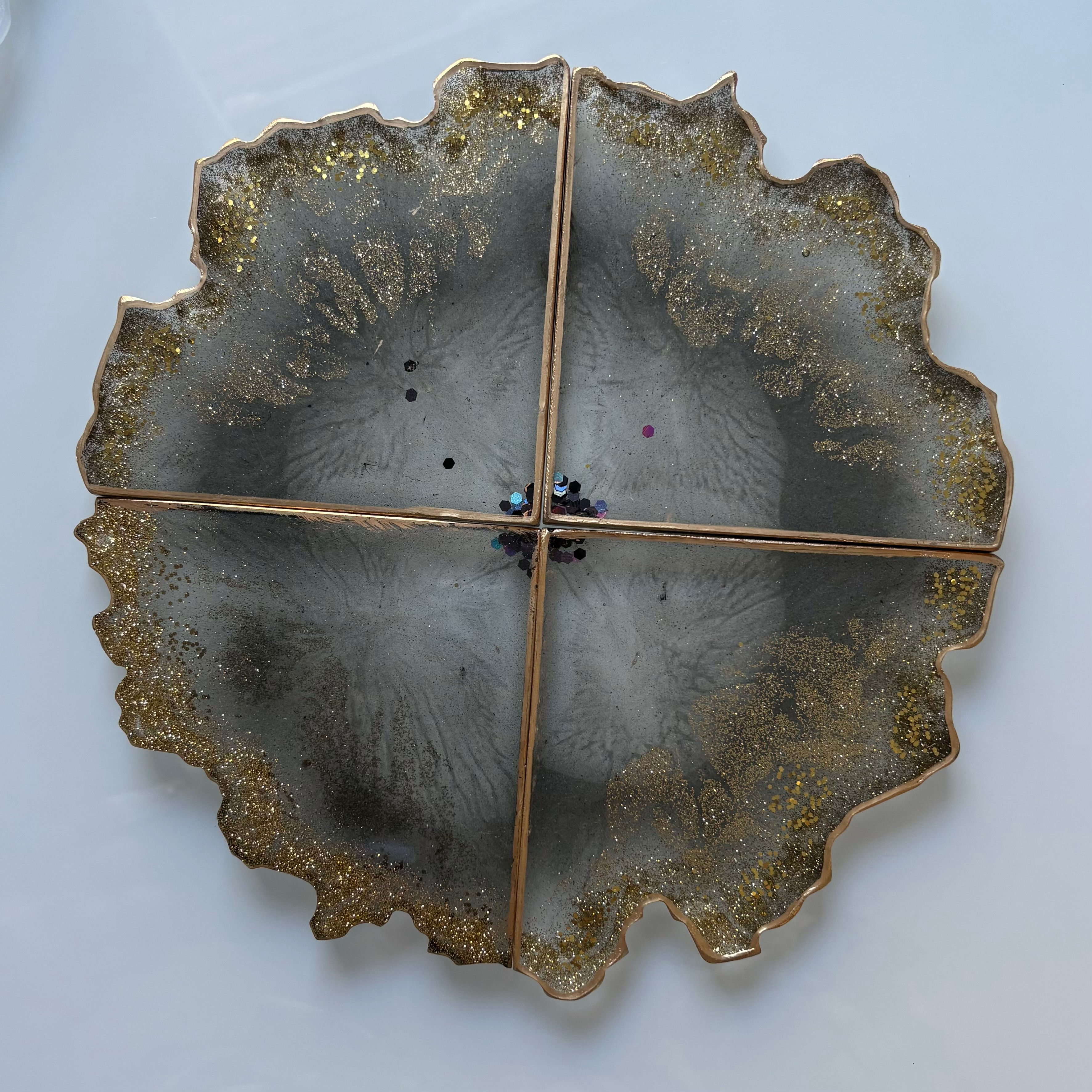 C203074- Translucent Grey Geode Coaster set of 4