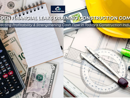 Construction professionals reviewing financial reports and project budgets to identify hidden financial leaks affecting profitability and cash flow.