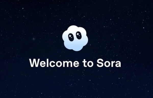 Logo do SORA em um fundo estrelado