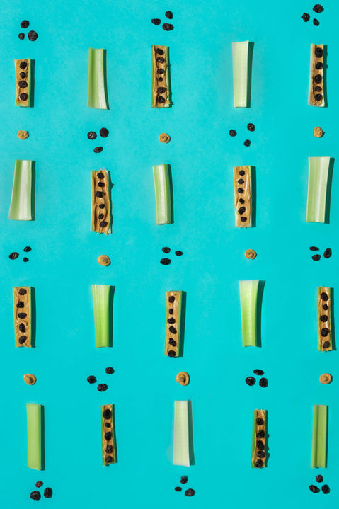Top-down product photography of colorful playful kids food for advertising campaign