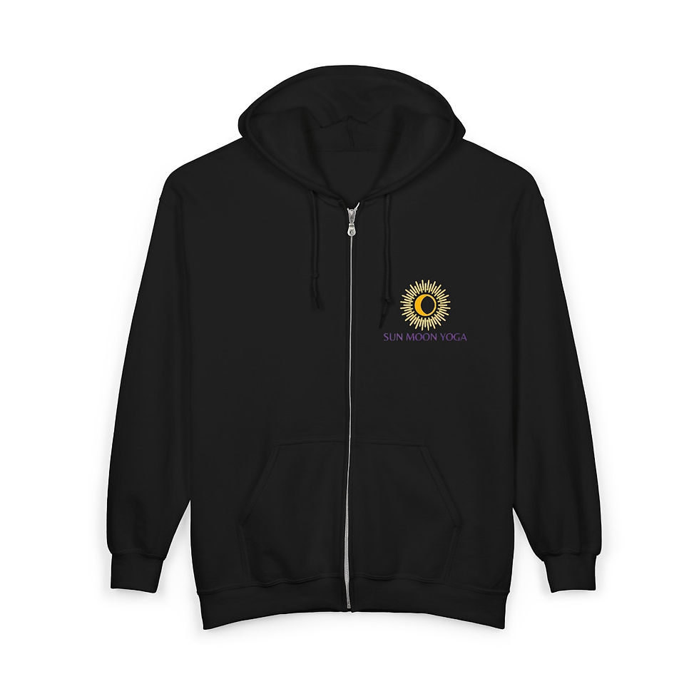 Thumbnail: Black zip-up hoodie featuring sun and moon graphic, Sun Moon Yoga, Mystical Unisex Sweatshirt Team 1111