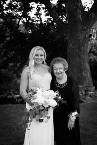 bride with grandma family wedding photo