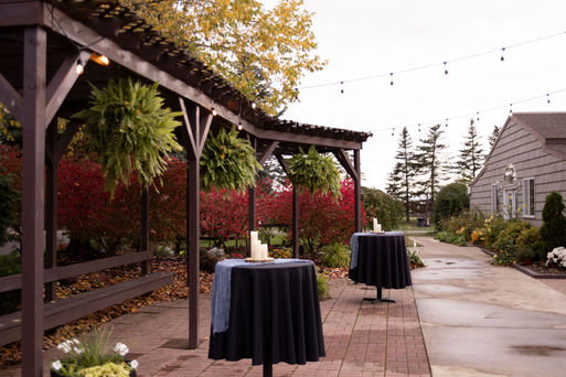 two cocktail tables on a patio