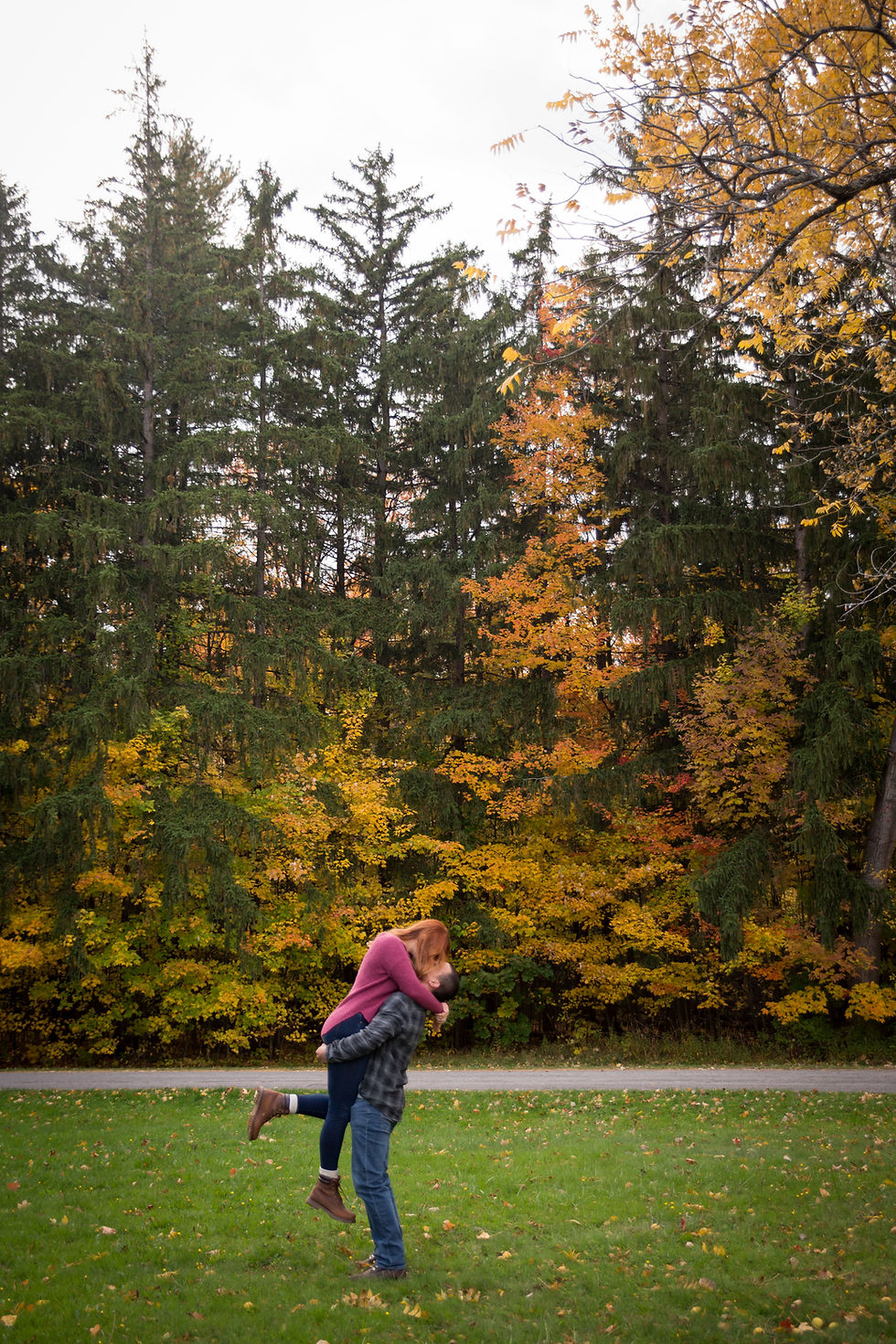 intimate emotional engagement session in the fall at Chestnut Ridge Orchard Park NY