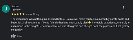 screenshot of a google review for Buffalo Boudoir studio