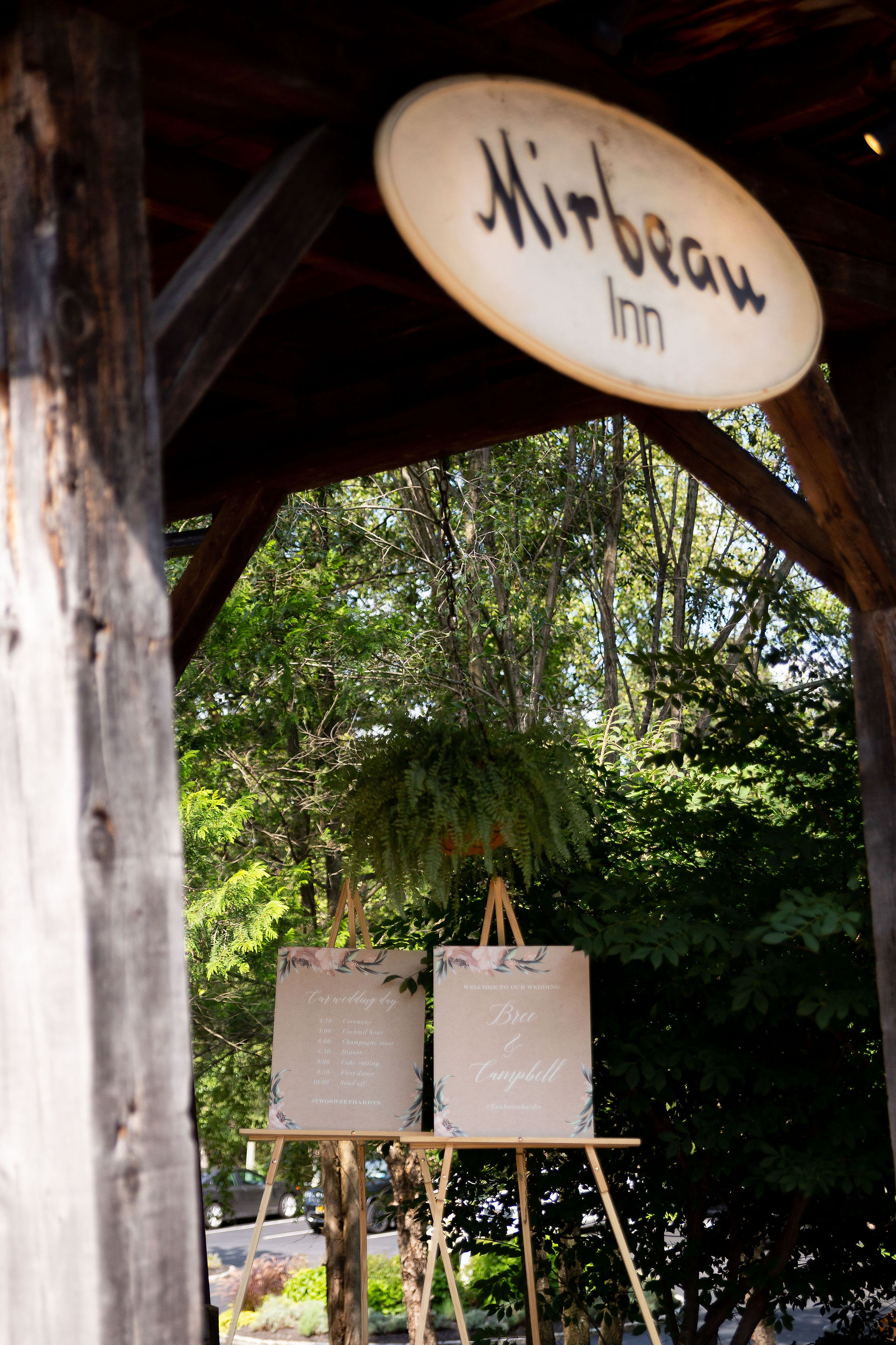 entrance to Mirbeau Inn and spa finger lakes wedding venue