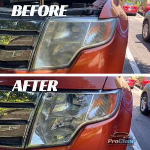 Before and after photo of an 2007 Ford Edge headlight