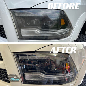 Before and after photo of an 2017 Dodge Ram 2500 Outback headlight