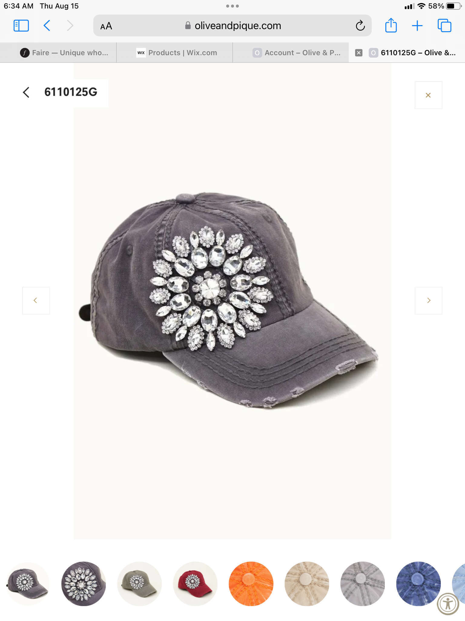 Grey bling hat