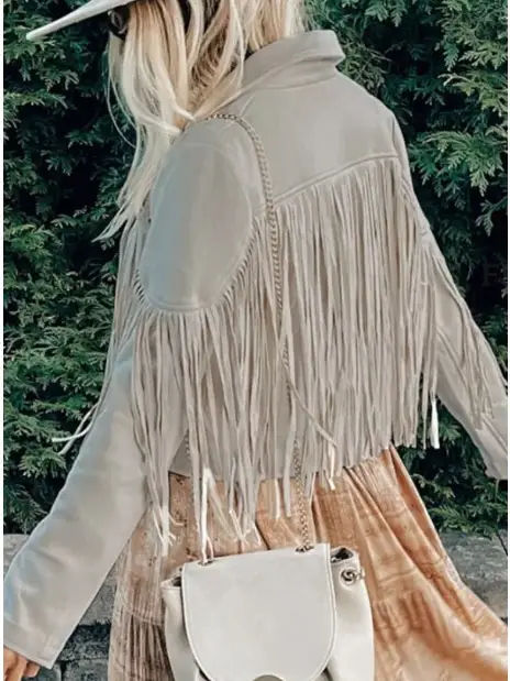 Thumbnail: Faux suede tassel jacket