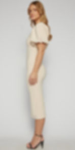 Thumbnail: Stretch Fabric Bubble Sleeve Midi Dress