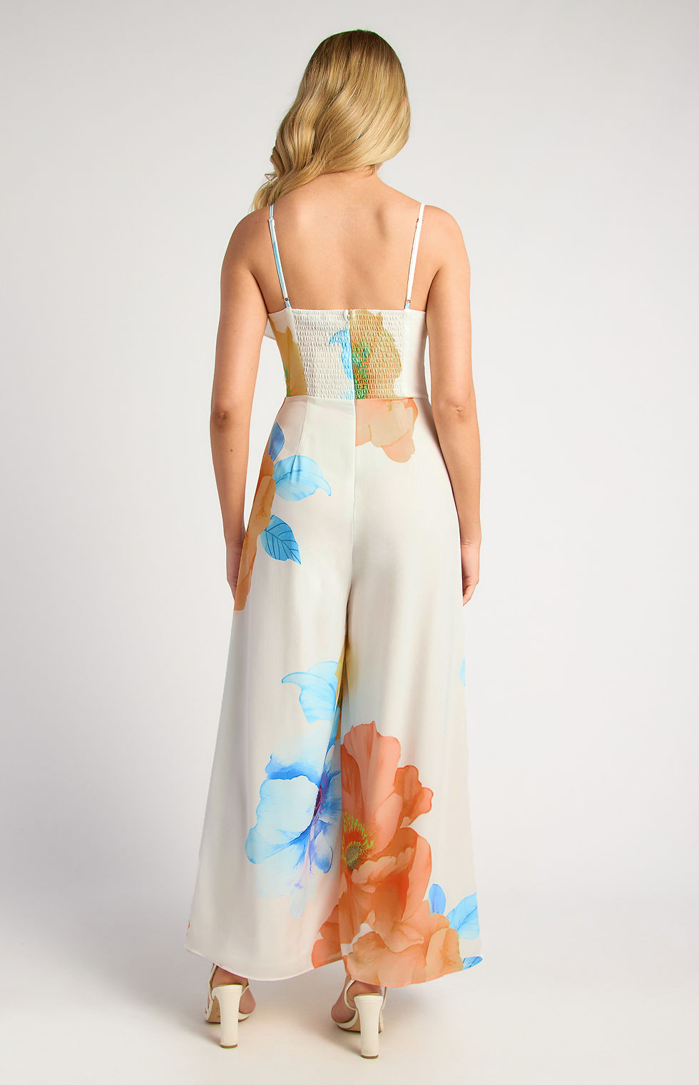 Thumbnail: Frill Neckline Floral Print Jumpsuit