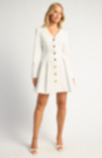 Gold Feature Buttton Pleated A Line Blazer Dress