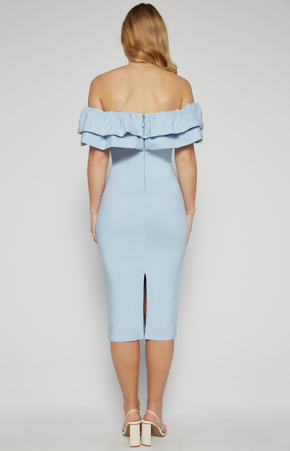 Thumbnail: Off Shoulder Layered Ruffle Neckline Bodycon Dress