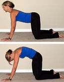 a woman on her hands and knees demonstrating the cat cow stretch