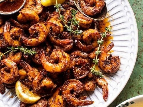 Dinner: Cajun Fried Shrimp Blackened Chicken w/ Cajun Cream Sauce Creamy Creole Pasta NOLA Roasted Vegetables