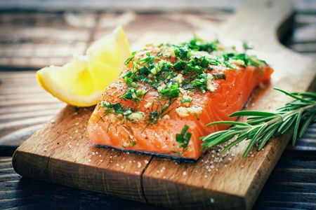 Dinner: Salmon Filet w Lemon, Chicken Cacciatore, Garlic Rice, Grilled Zucchini, Green Salad, Bread & Dessert Bar