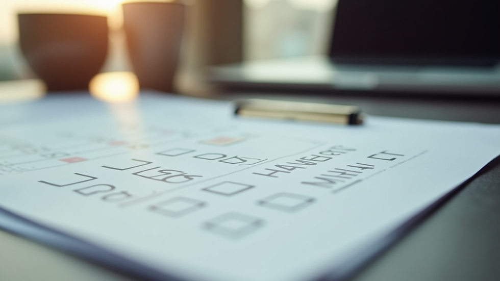 Eye-level view of a property sales progression checklist on a desk
