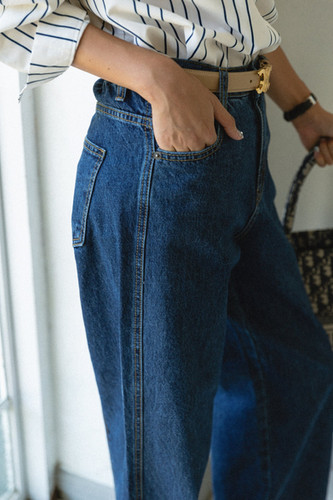 パンツ Andequal back slit curve denim pants M back slit curve denim pants – andequal