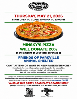 Minsky's Pizza Donation
