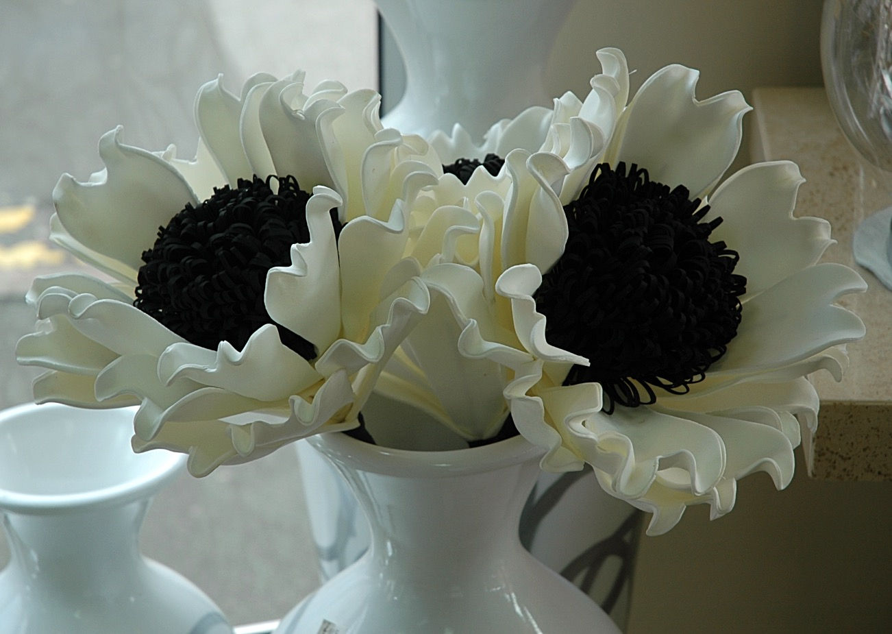 White Foam Single Stem Cabbage Rose Flower