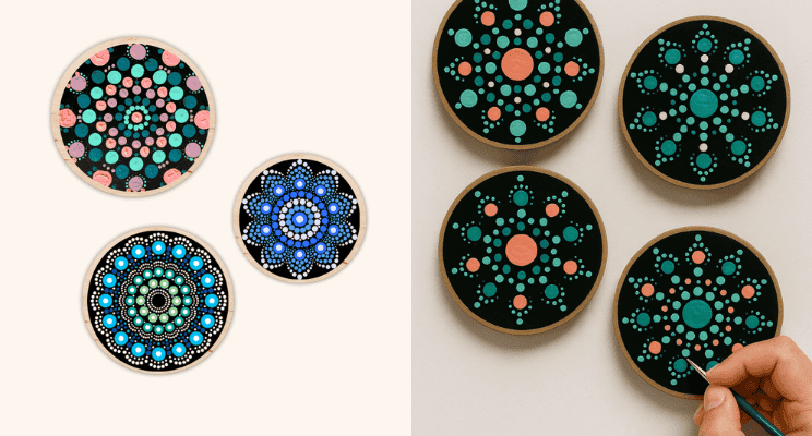 dot mandala magnets in different patterns