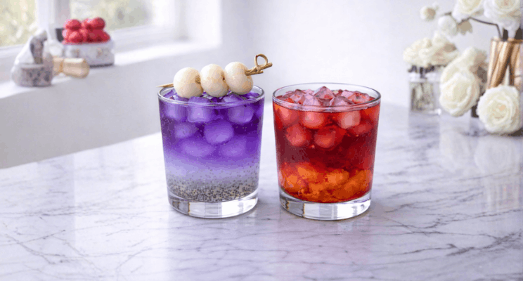 two kinds of botanical cocktail and mocktail