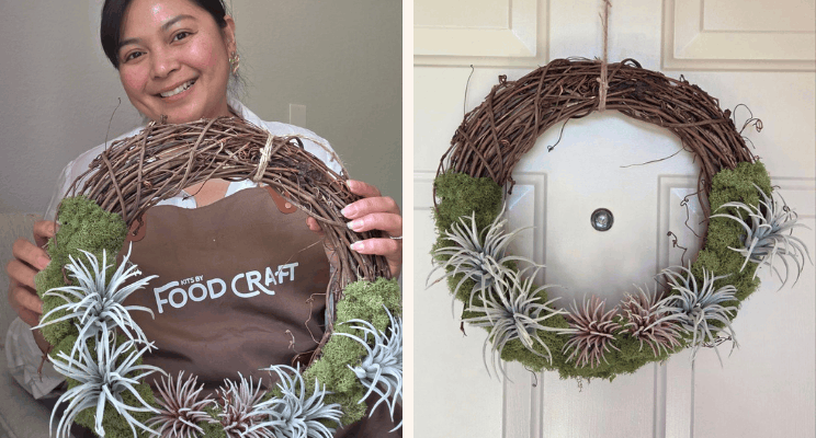 kits by food craft host holding an air plant wreath