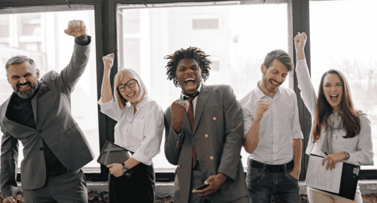 colleagues celebrating at work