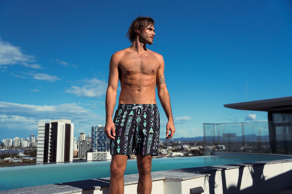 2025 Maamgic Male Swimwear Campaign shot by Velours Media on the Goldcoast at Eve Residences.