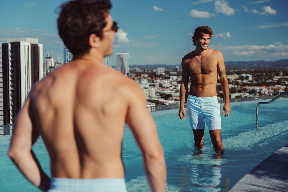 2025 Maamgic Male Swimwear Campaign shot by Velours Media on the Goldcoast at Eve Residences.