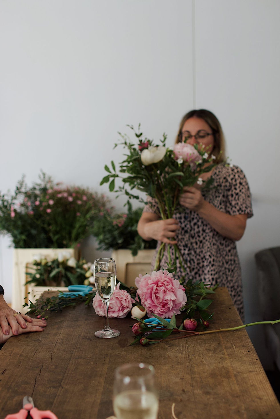 Seasonal hand-tied bouquet created using locally grown flowers at Bedfordshire Flower School