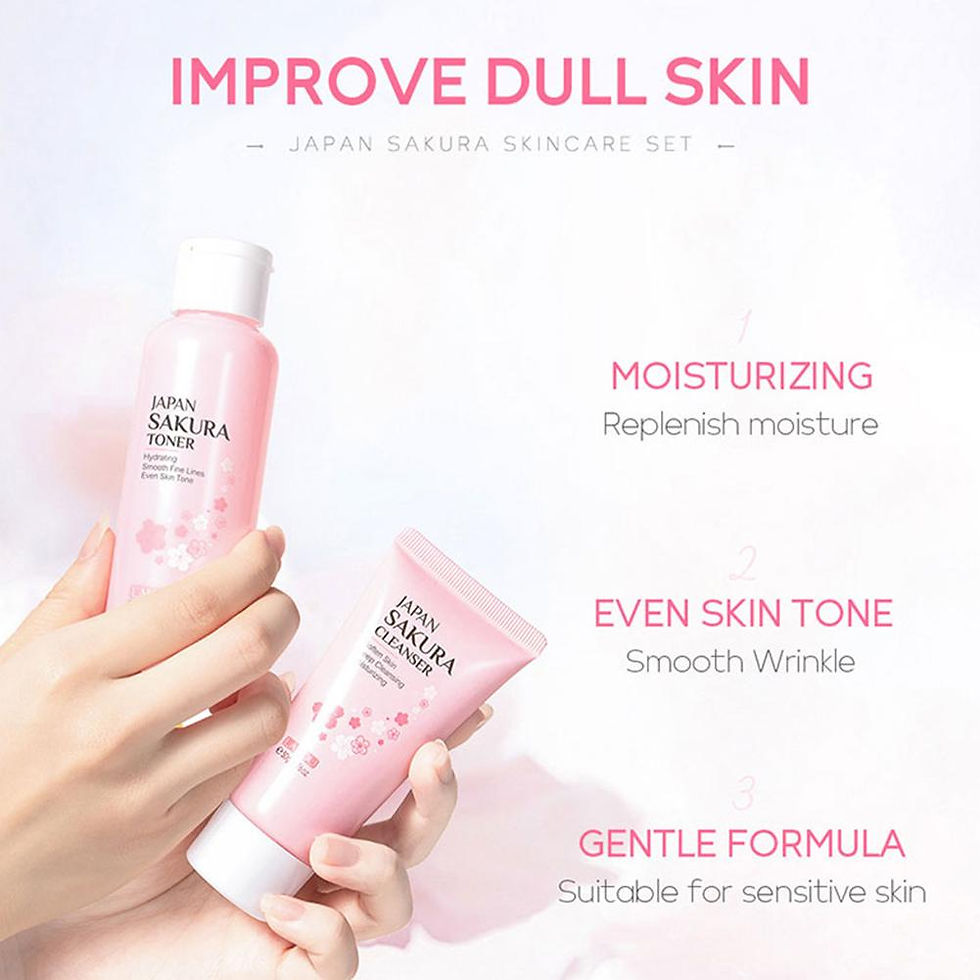 Thumbnail: 5/3pcs/Set Sakura Skin Care Sets Face Cream Serum Toner Facial Cleanser Sunscree