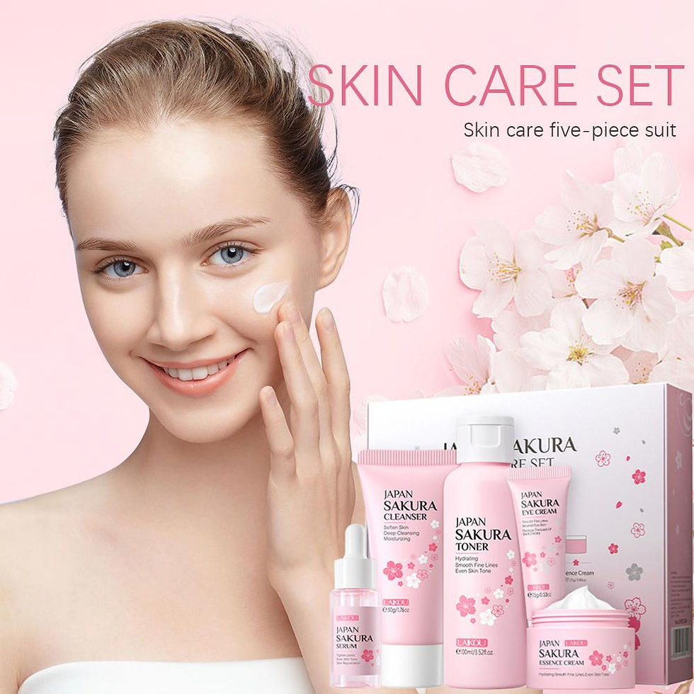 Thumbnail: 5/3pcs/Set Sakura Skin Care Sets Face Cream Serum Toner Facial Cleanser Sunscree