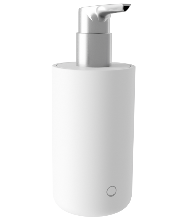 Relotion white soap case, featuring a sleek and minimalist design with a subtle logo at the bottom left.