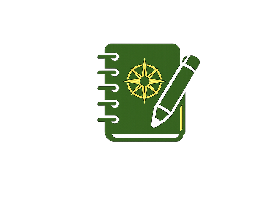 Green notebook with compass and pencil icon