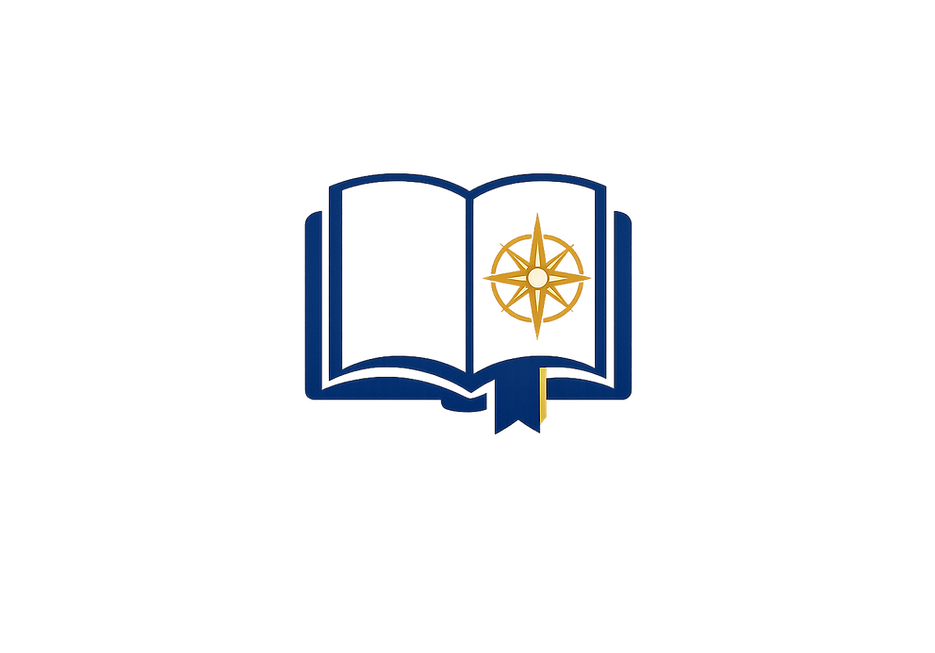The glass is full system logo with open book and compass.
