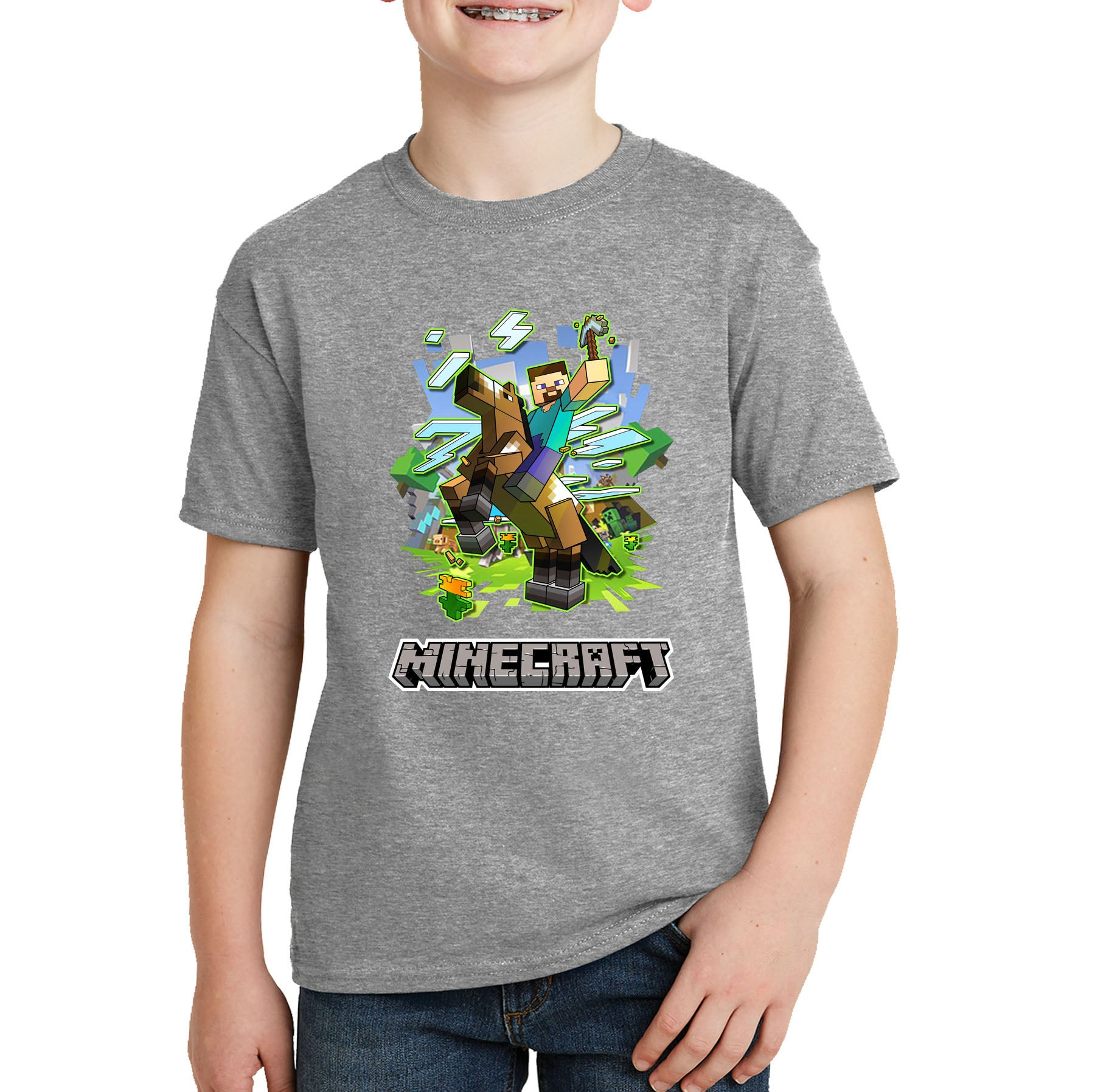 Minecraft Steve and Chestnut Kids T-shirt