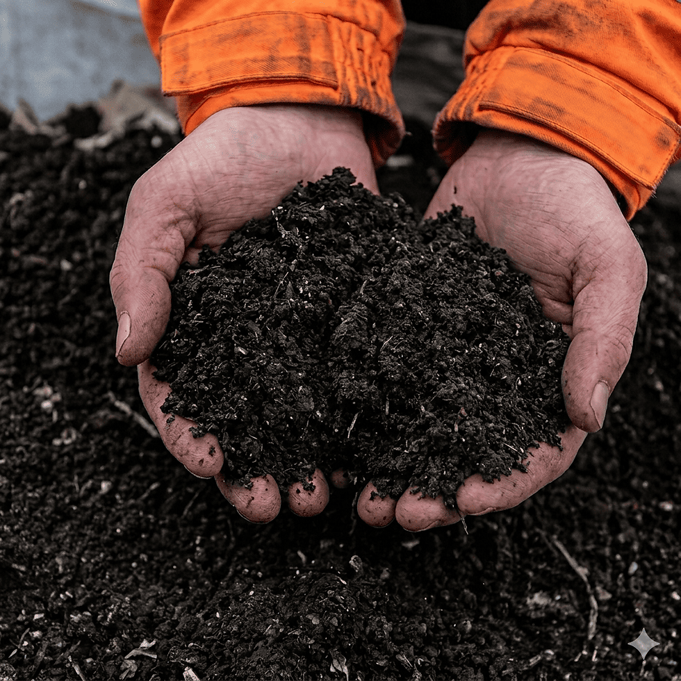 Mani che tengono del compost