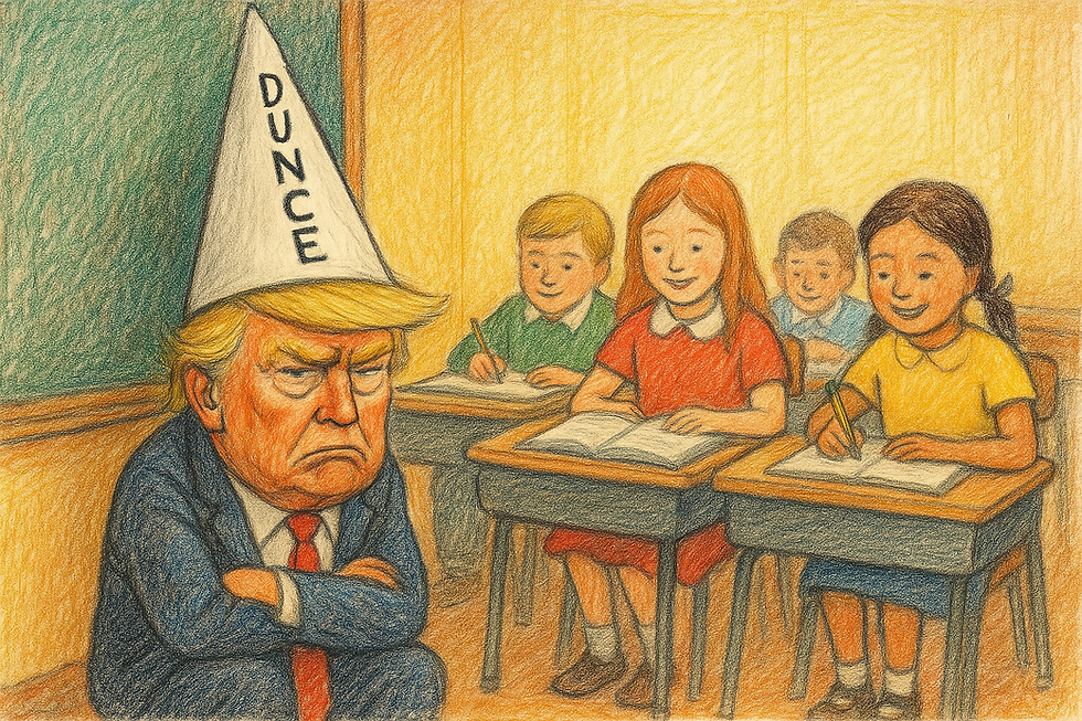 In 3rd Grade Economics, Donald Dump didn't do very well.