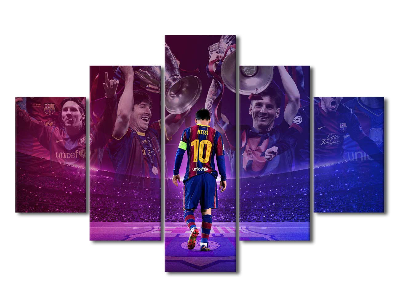 5-Panel Lionel Messi Canvas Wall Art – Sports Theme Creative Painting Poster Set