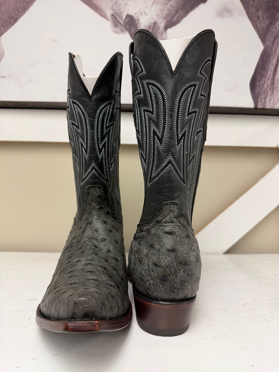 Thumbnail: Grey Ostrich Style Boots