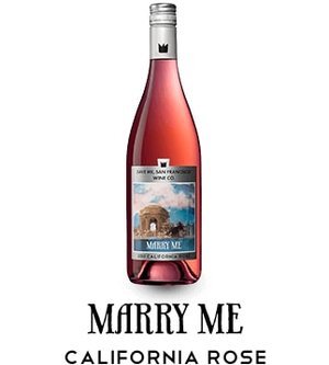 Bottle of Marry Me Rose wine.